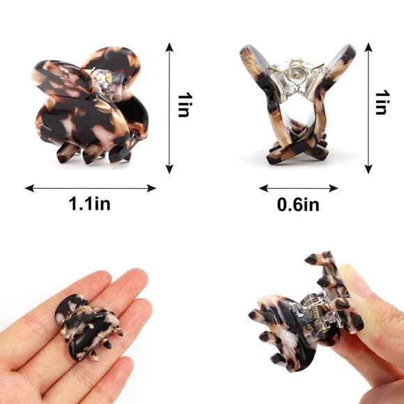 Acrylic Hair Clips Tortoise Leopard 12 Pcs Mini Claws Barrettes for Women Girls
